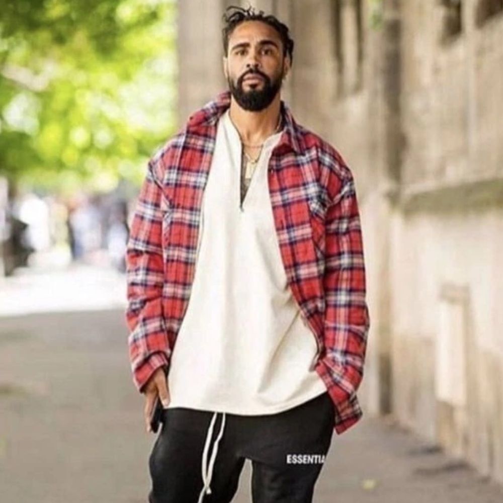 Fear of God Sixth Collection Men’s Red Lined Flannel Snap Shirt Shacket Size S